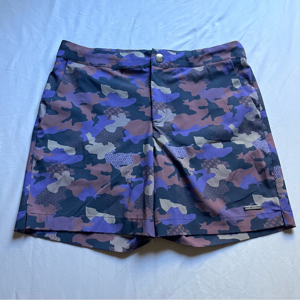 Argyle Grant Purple Navy Blue Camo Swim Trunks
